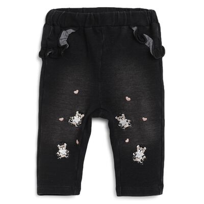 Girls Dark Grey Stretch French Terry Long Trouser